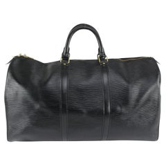 Louis Vuitton Black Epi Leather Keepall 50 Duffle bag 123lv25