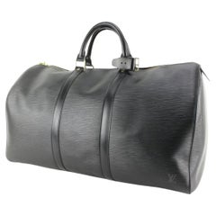Louis Vuitton Black Epi Leather Keepall 50 Duffle Bag 45lk714s