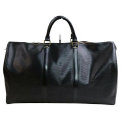 Vintage Louis Vuitton Black Epi Leather Keepall 50 Duffle Bag 862867 
