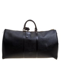 Louis Vuitton Black Epi Leather Keepall 55 Bag