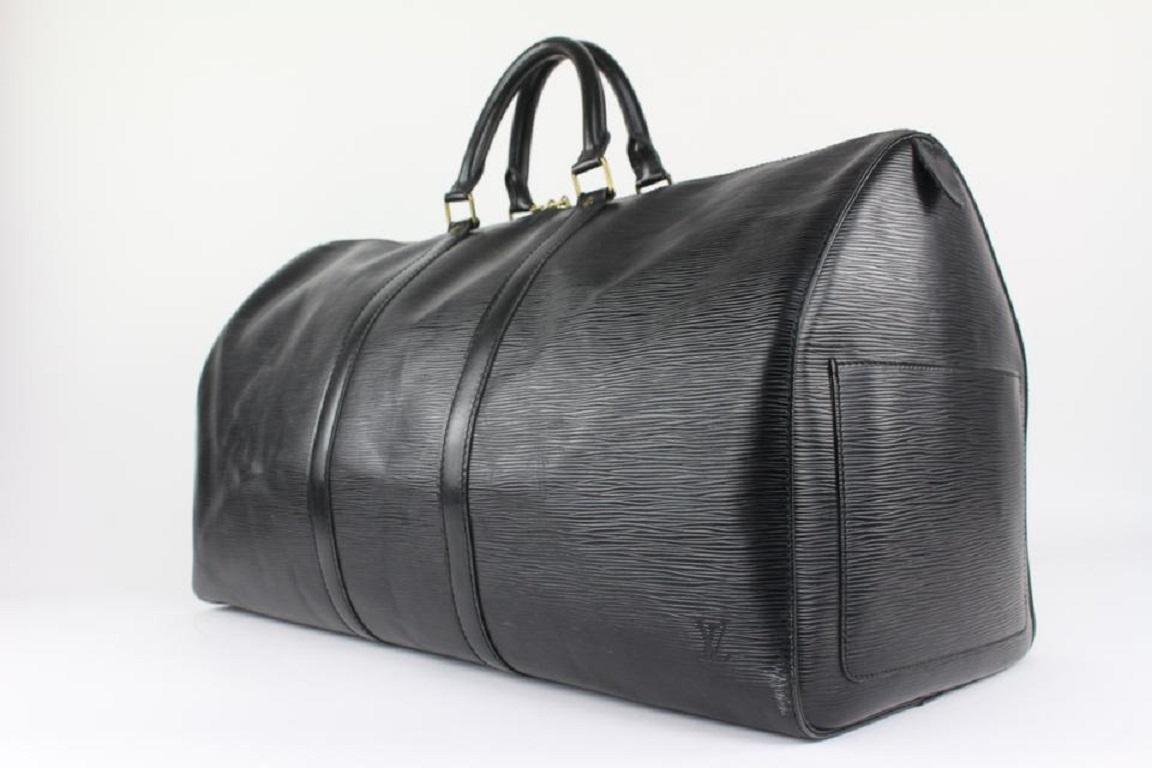 Louis Vuitton Black Epi Leather Keepall 55 Boston Duffle Bag 3LZ1020



