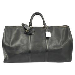 Vintage Louis Vuitton Black Epi Leather Keepall 55cm Duffle Bag
