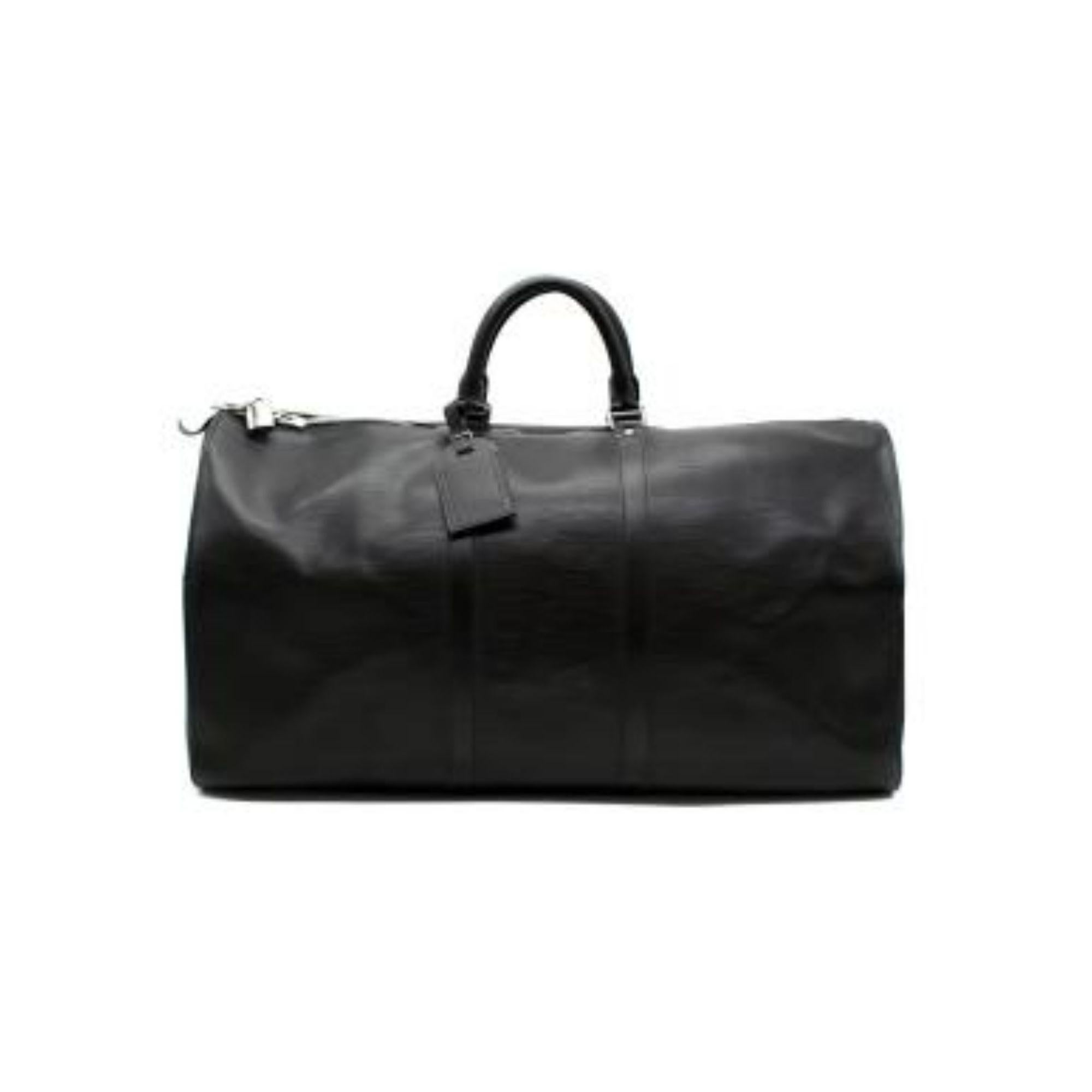 Louis Vuitton Black Epi Leather Keepall Bandoulière 55 In Good Condition For Sale In London, GB