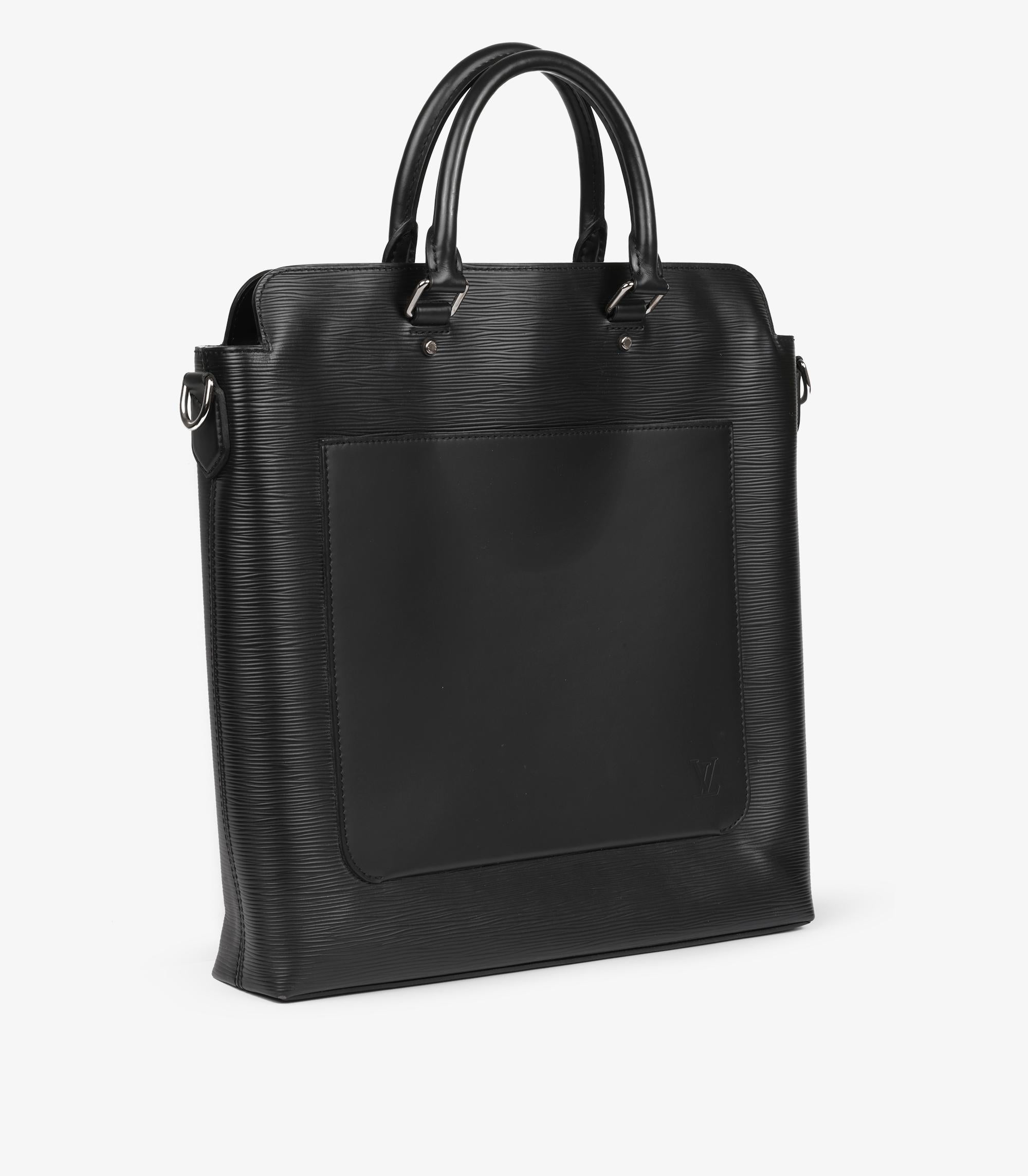 Noir Louis Vuitton Large Brooks Tote en cuir épi noir en vente