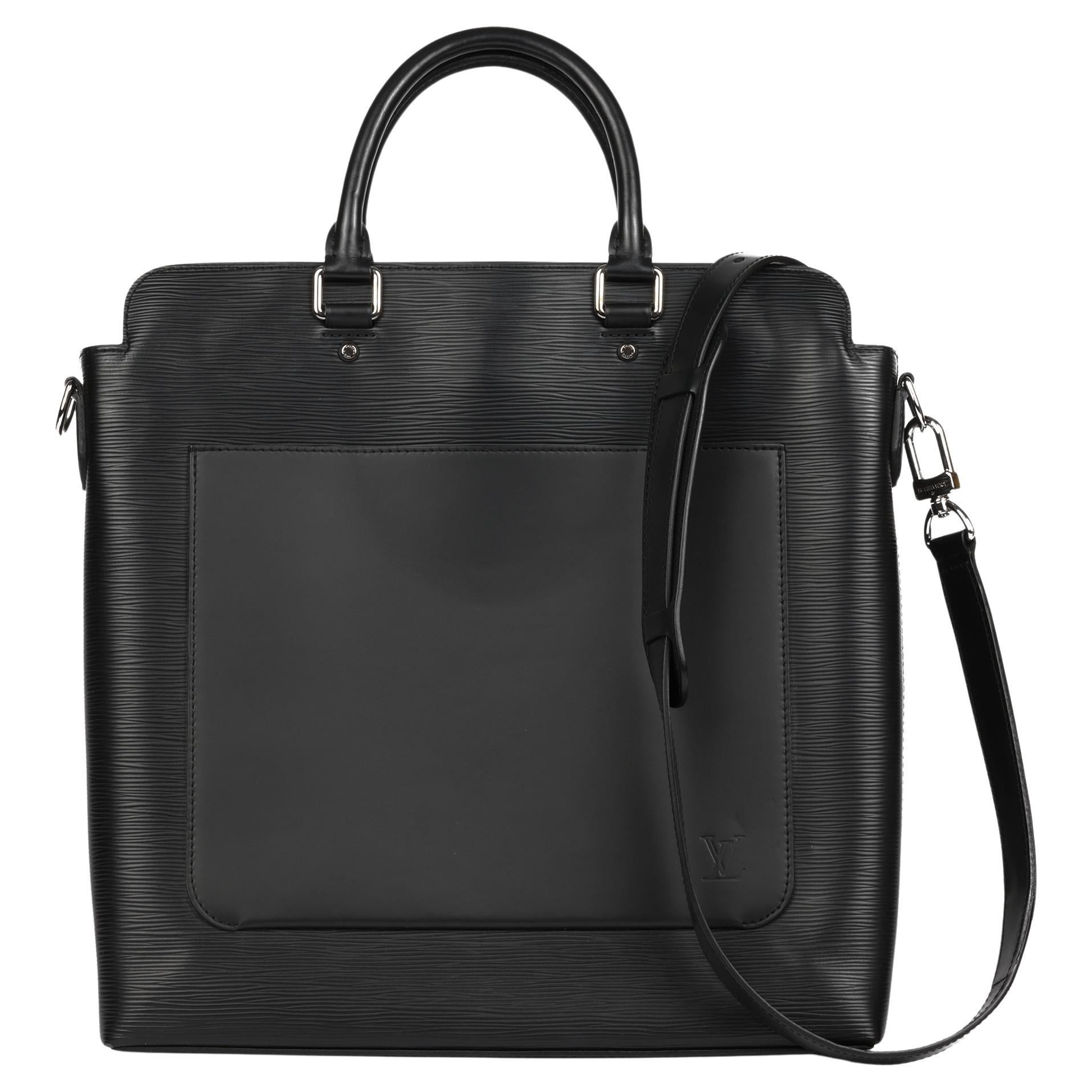 Louis Vuitton Large Brooks Tote en cuir épi noir en vente