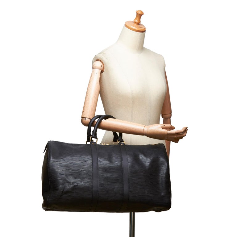 Louis Vuitton Black Epi Leather Leather Epi Keepall 45 France w/ Dust Bag For Sale at 1stdibs