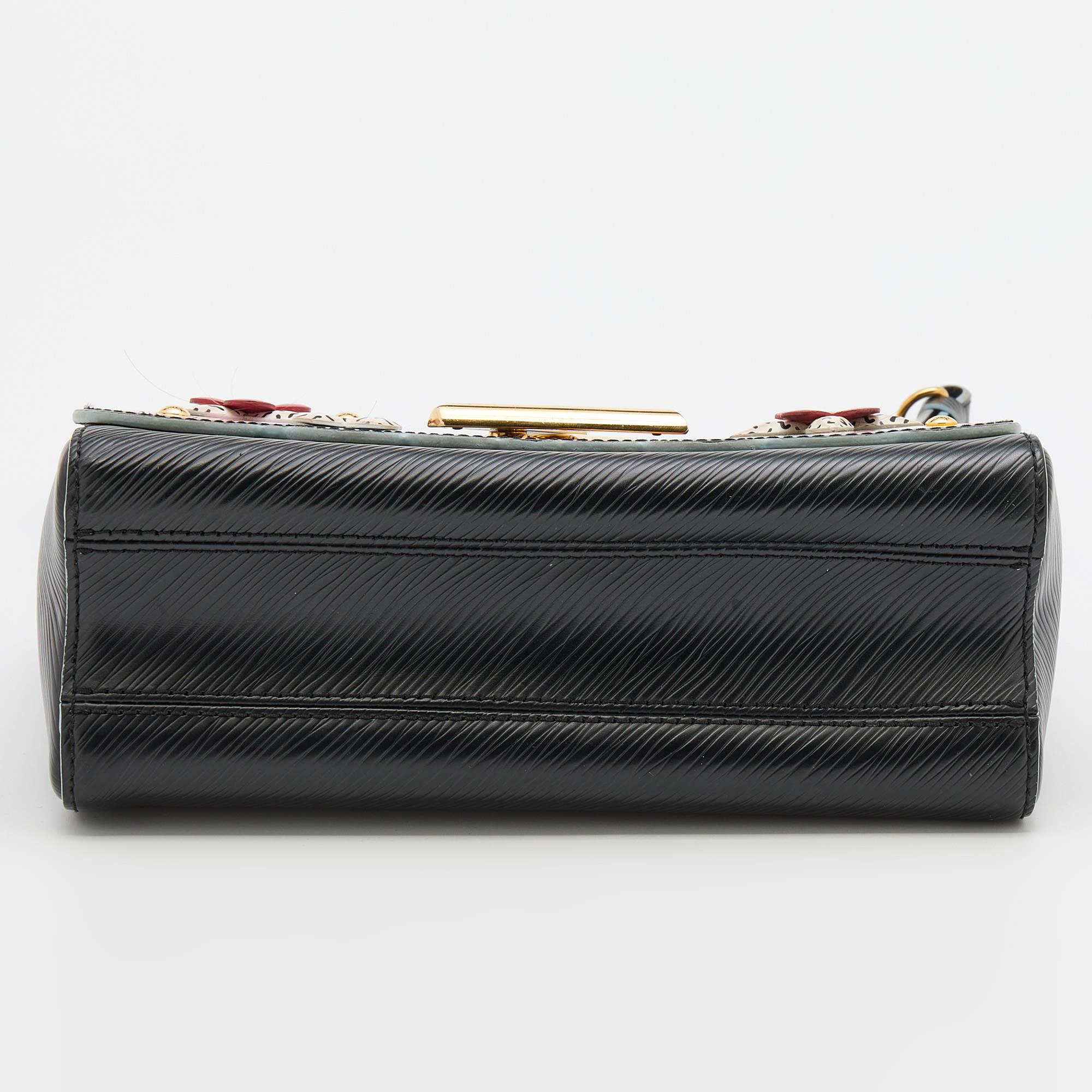 Louis Vuitton Black Epi Leather Limited Edition Flower Twist Bag In Good Condition In Dubai, Al Qouz 2