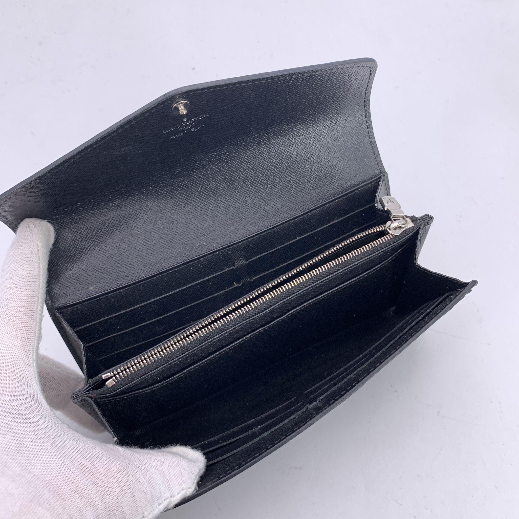 Women's Louis Vuitton Black Epi Leather Long Continental Sarah Wallet For Sale