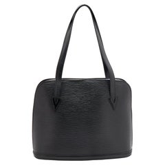 Retro Louis Vuitton Black Epi Leather Lussac Bag