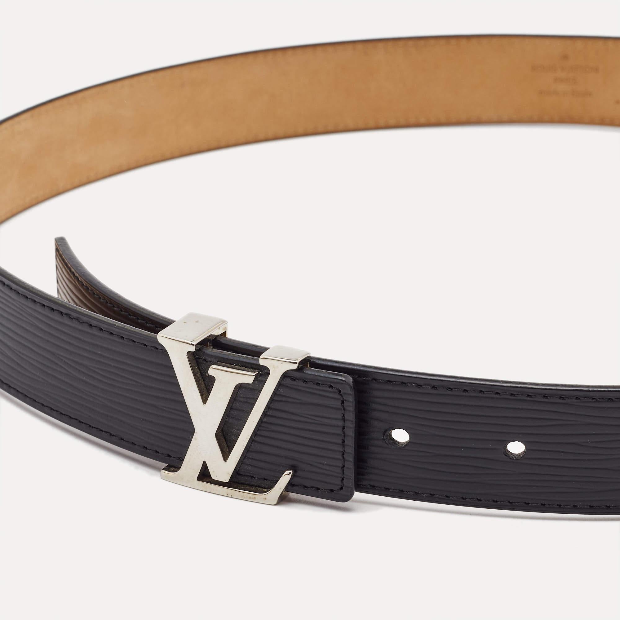 Louis Vuitton Black Epi Leather LV Initials Belt 85CM For Sale 2