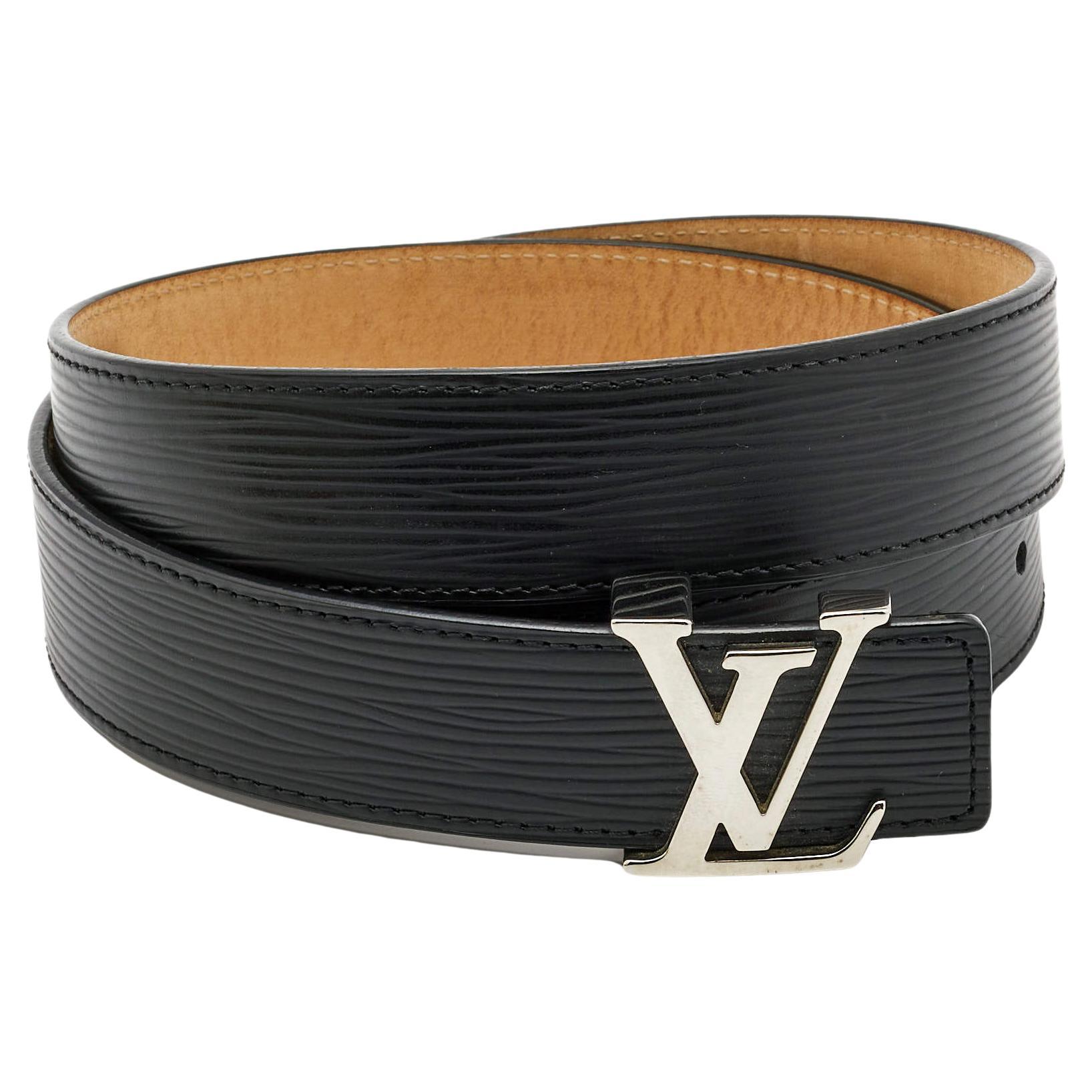 Louis Vuitton Black Epi Leather LV Initials Belt 85CM For Sale