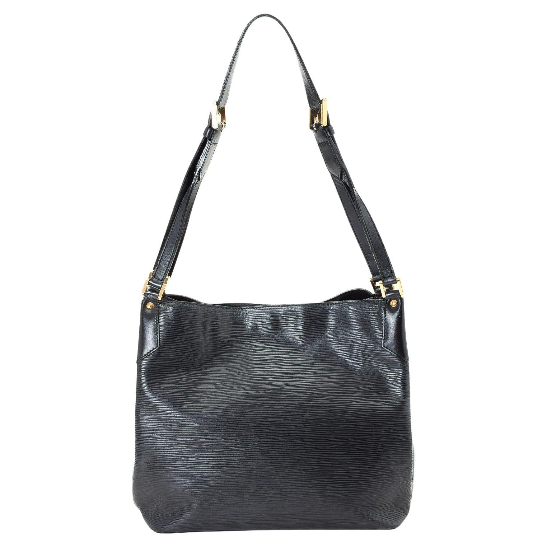 Louis Vuitton Black Epi Leather Mandara Shoulder Bag with black-tone hardware For Sale