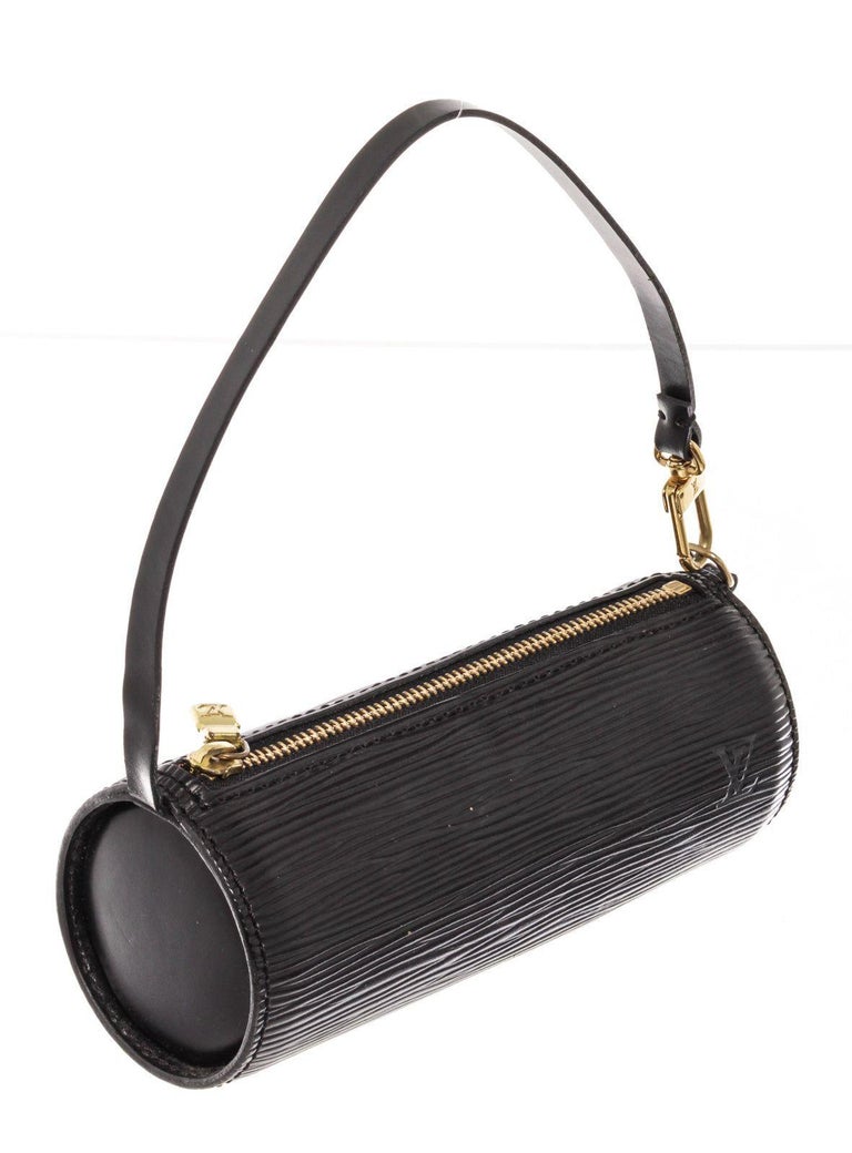 Louis Vuitton Black Epi Leather Mini Papillon Pochette Bag with silver-tone