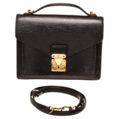 Louis Vuitton Black Epi Leather Monceau Handbag with epi leather, gold-tone