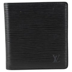 Louis Vuitton Schwarz Epi Leder Multiple Herren Brieftasche Bifold Wallet Marco 124L0