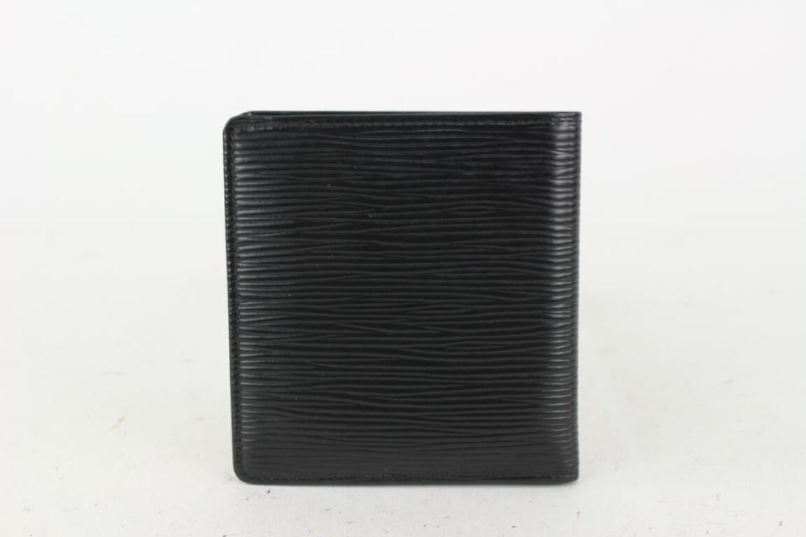 Louis Vuitton Black Epi Leather Multiple Men's Bifold Wallet Marco Florin In Good Condition In Dix hills, NY