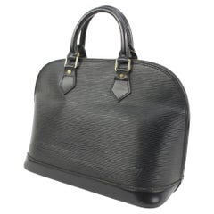 Louis Vuitton Black Epi  Leather Noir Alma PM Dome Satchel Bag 17lv321s