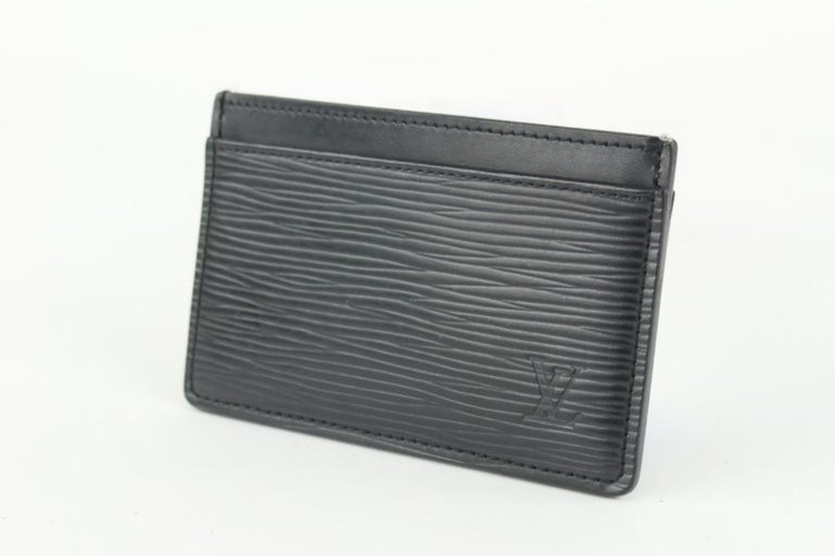 Louis Vuitton Black Epi Leather Noir Porte Cartes Card Holder Wallet case