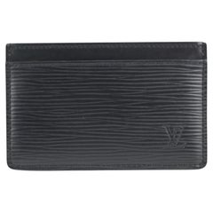 Louis Vuitton Black EPI Leather Noir Porte cartes Card Holder Wallet 824lv51