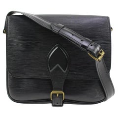 Louis Vuitton Black Epi Leather Noir Cartouchiere PM Crossbody Bag 96lv221s