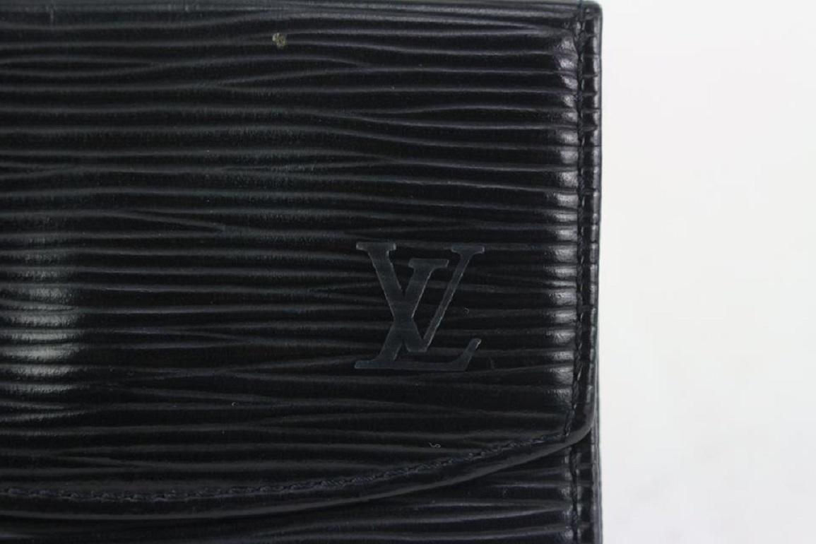 Louis Vuitton Black Epi Leather Noir Coin Purse Change Purse Compact Wallet For Sale 5