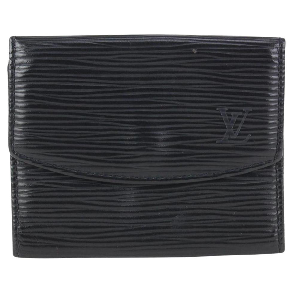 Louis Vuitton Black Epi Leather Noir Coin Purse Change Purse Compact Wallet For Sale