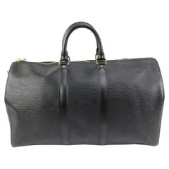 Louis Vuitton Black Epi Leather Noir Keepall 45 93lk328s