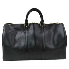 Vintage Louis Vuitton Black Epi Leather Noir Keepall 45 Boston Duffle Bag 863298