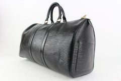Louis Vuitton Black Epi Leather Noir Keepall 45 Boston Duffle Bag 915lv73