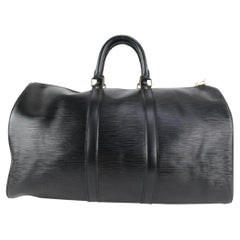 Louis Vuitton Black Epi Leather Noir Keepall 45 Boston Duffle Bag 915lv73