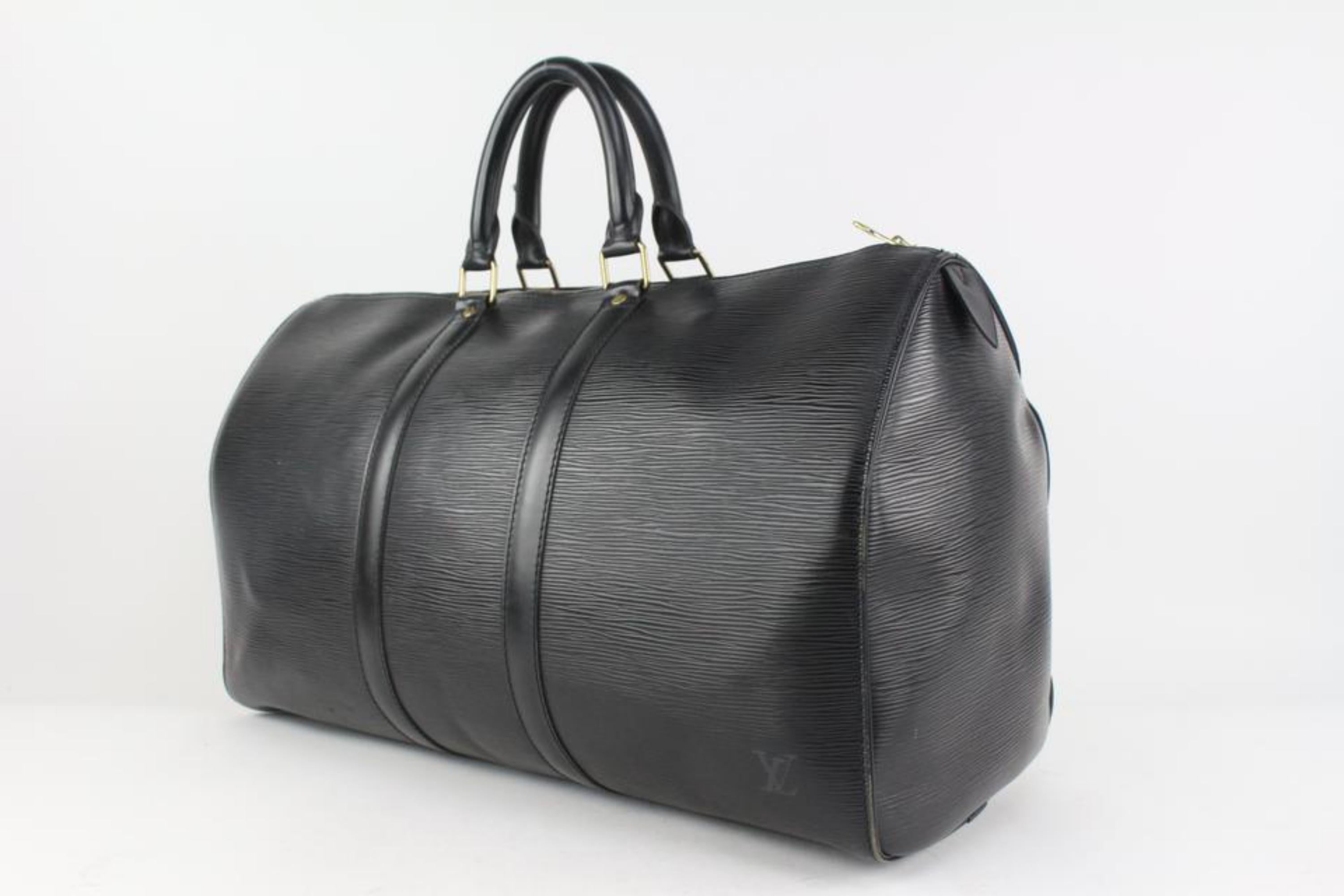 Louis Vuitton Black Epi Leather Noir Keepall 45 Duffle Bag 1118lv31 7