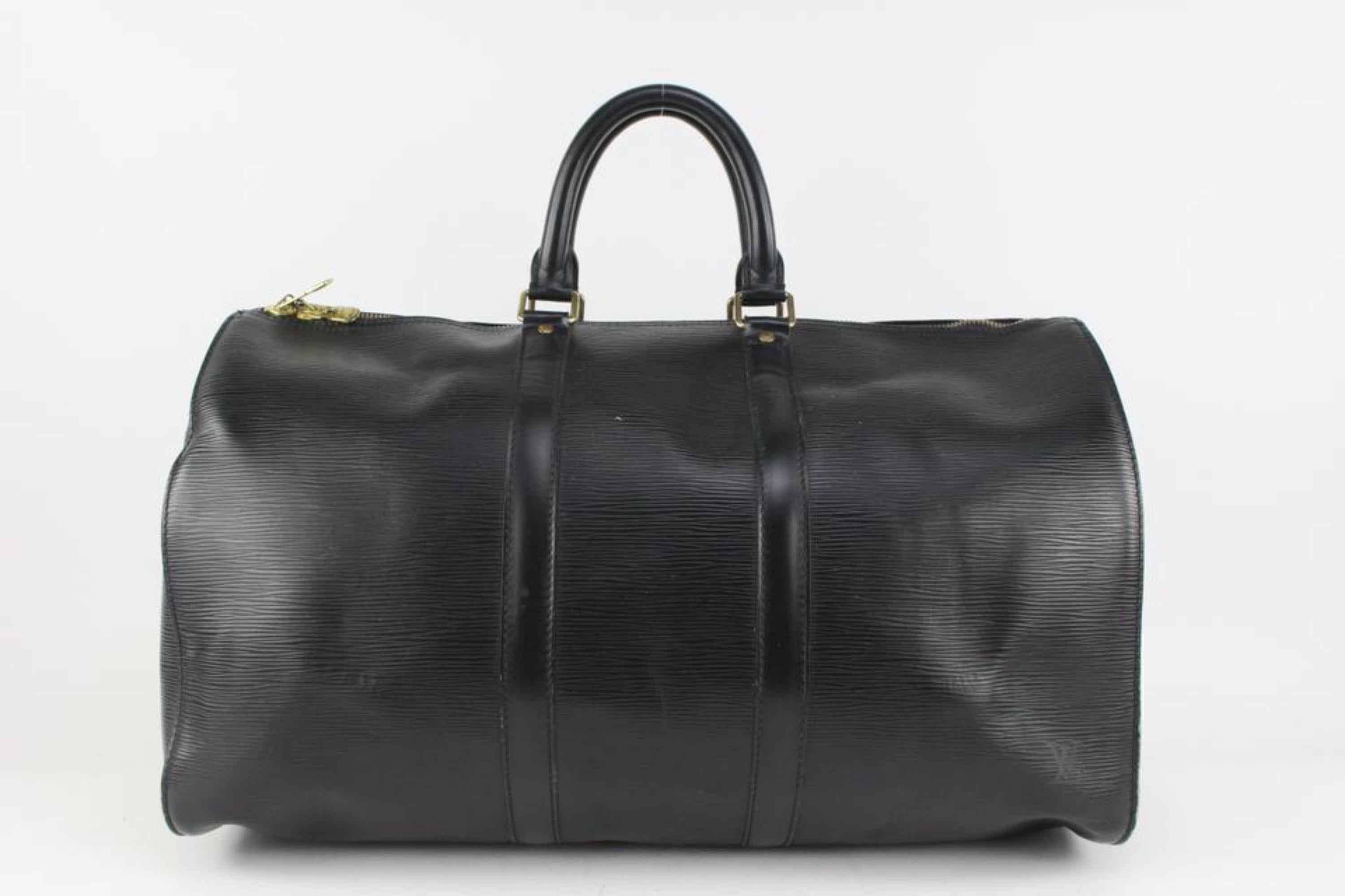Louis Vuitton Black Epi Leather Noir Keepall 45 Duffle Bag 1118lv31 1