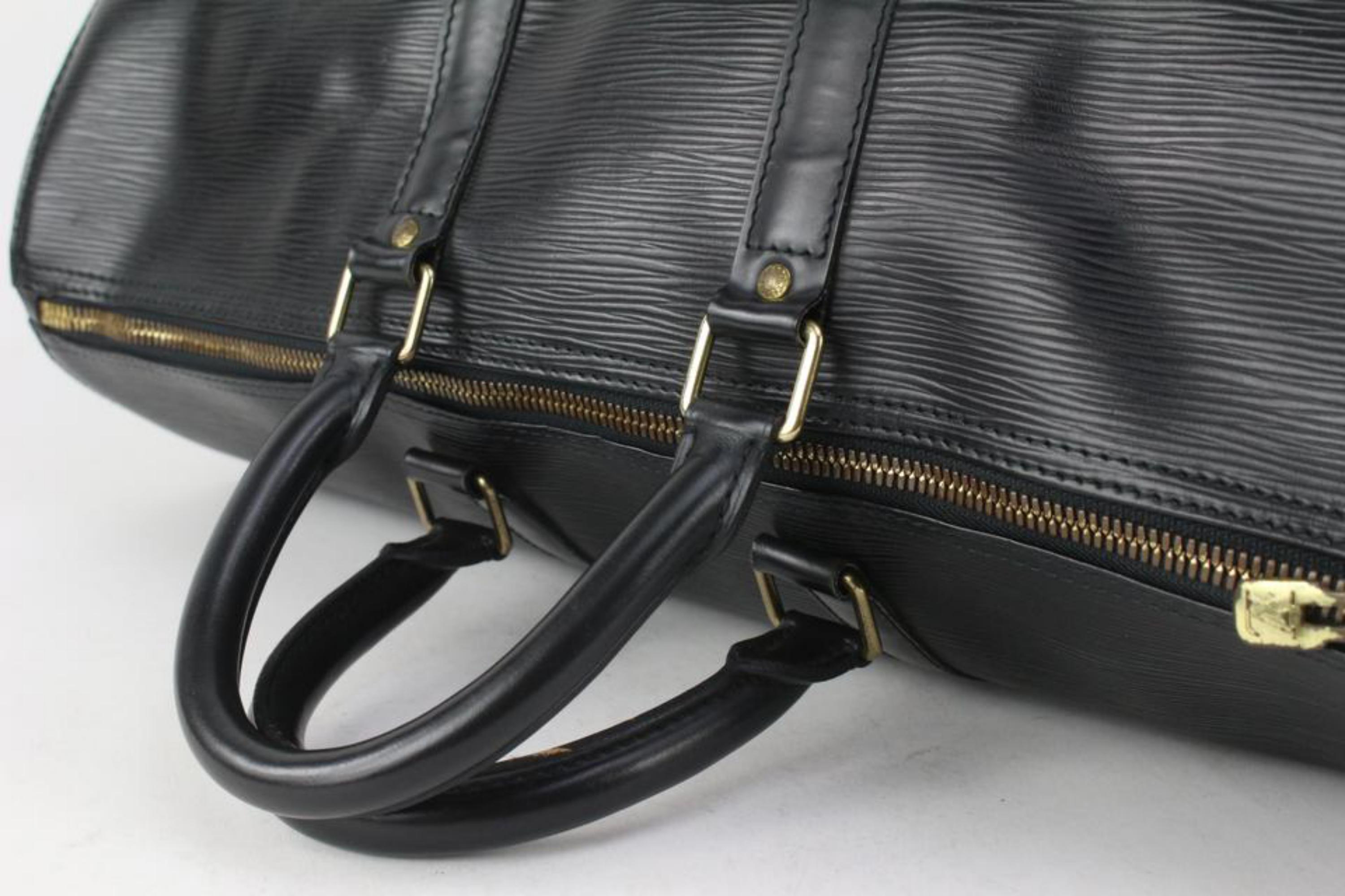 Louis Vuitton Black Epi Leather Noir Keepall 45 Duffle Bag 1118lv31 3
