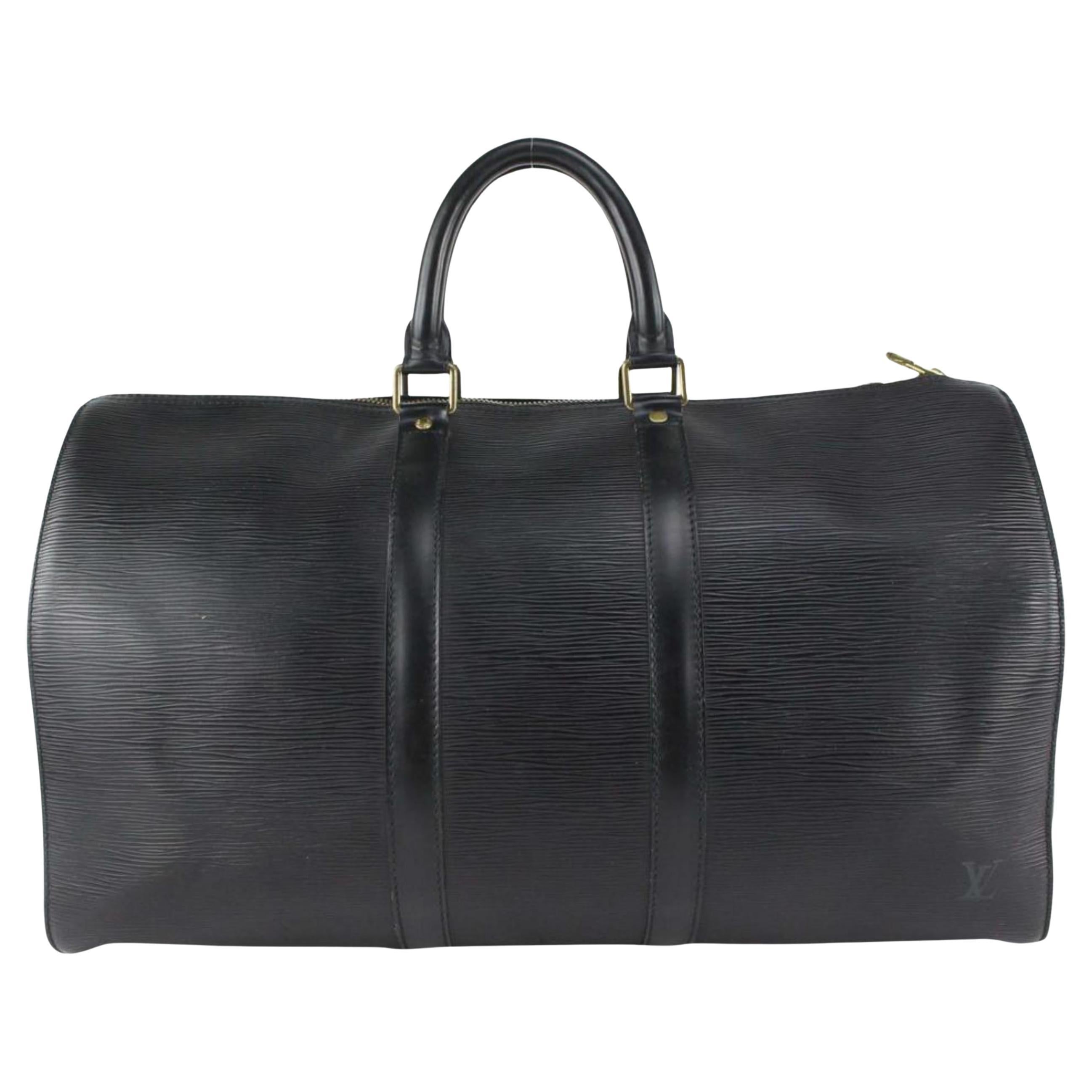 Louis Vuitton Black Epi Leather Noir Keepall 45 Duffle Bag 1118lv31