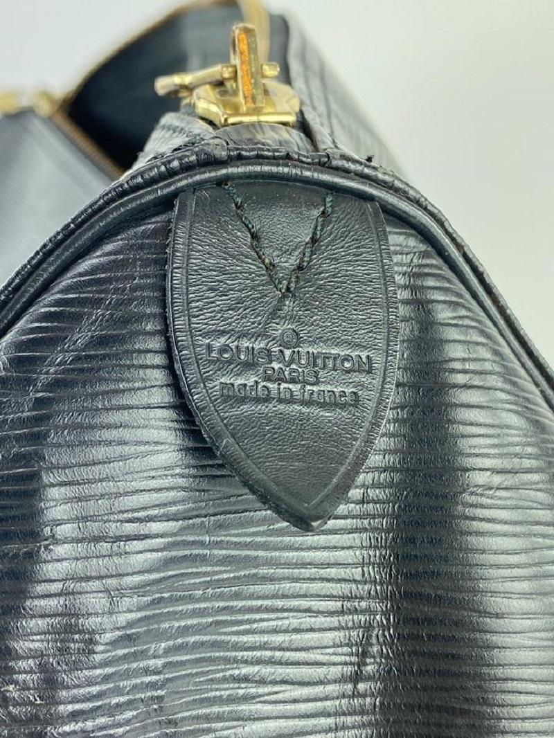 Women's Louis Vuitton Black Epi Leather Noir Keepall 45 Duffle Bag 26LV713