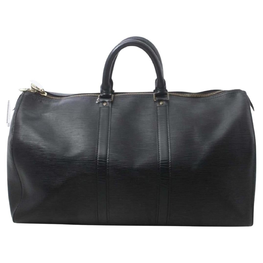 Louis Vuitton Black Epi Leather Noir Keepall 45 Duffle Bag 26LV713