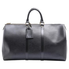 Vintage Louis Vuitton Black Epi Leather Noir Keepall 45 Duffle PM 861553