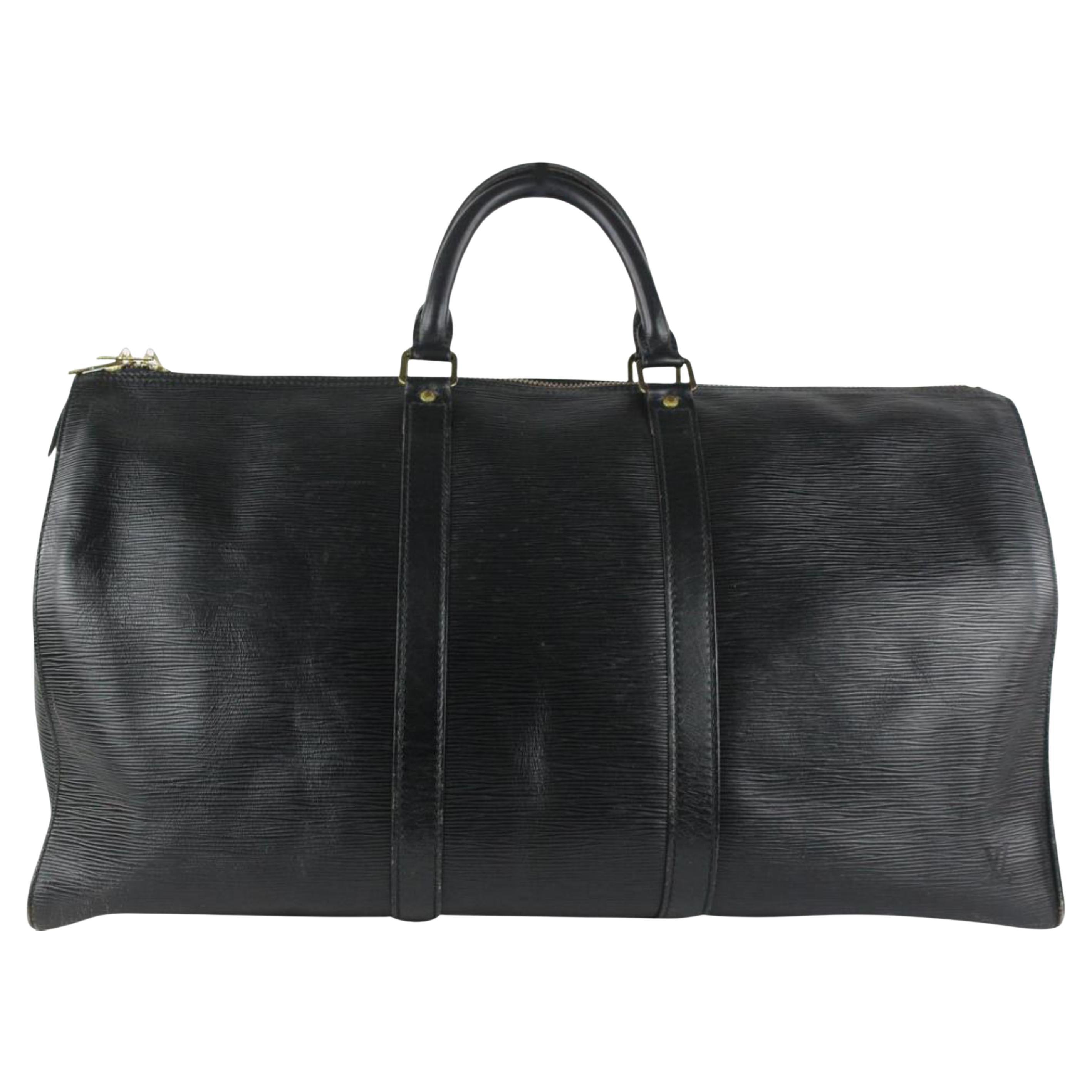 Louis Vuitton Black Epi Leather Noir Keepall 50 5LV1013