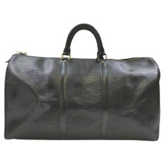 Louis Vuitton Black Epi Leather Noir Keepall 50 Duffle  861294