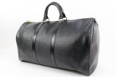 Louis Vuitton Black Epi Leather Noir Keepall 50 Duffle Bag  19lk321s