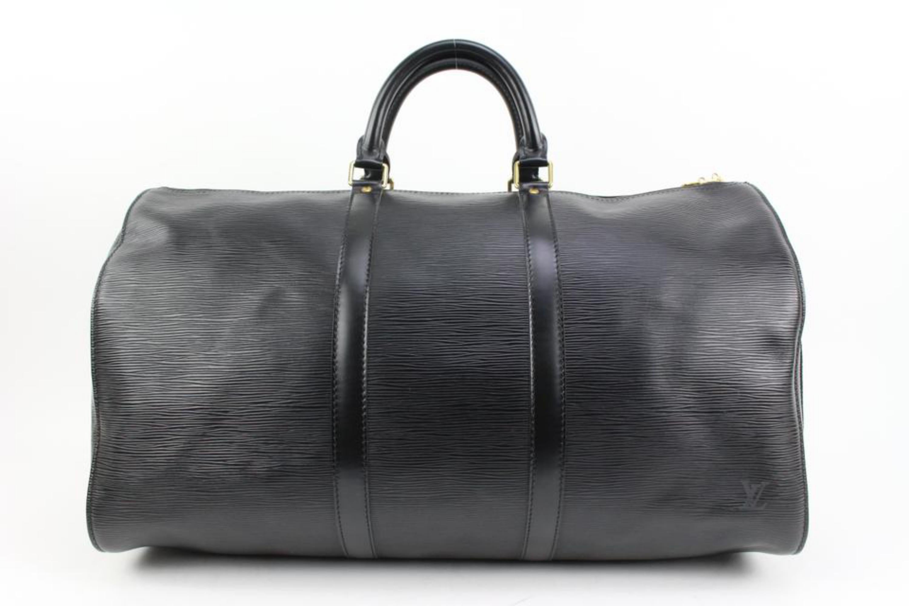 Louis Vuitton Black Epi Leather Noir Keepall 50 Duffle Bag  19lk321s 3