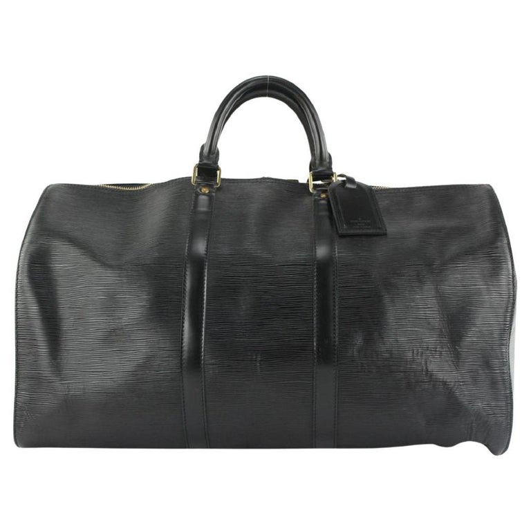 Louis Vuitton Black Epi Leather Noir Keepall 50 Duffle Bag 25LV713