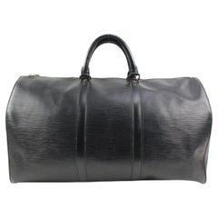 Louis Vuitton Black Epi Leather Noir Keepall 50 Duffle Bag 26lk31s