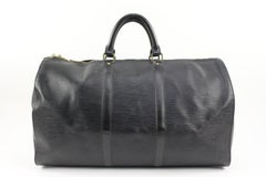 Louis Vuitton Black Epi Leather Noir Keepall 50 Duffle Bag 62lv218s