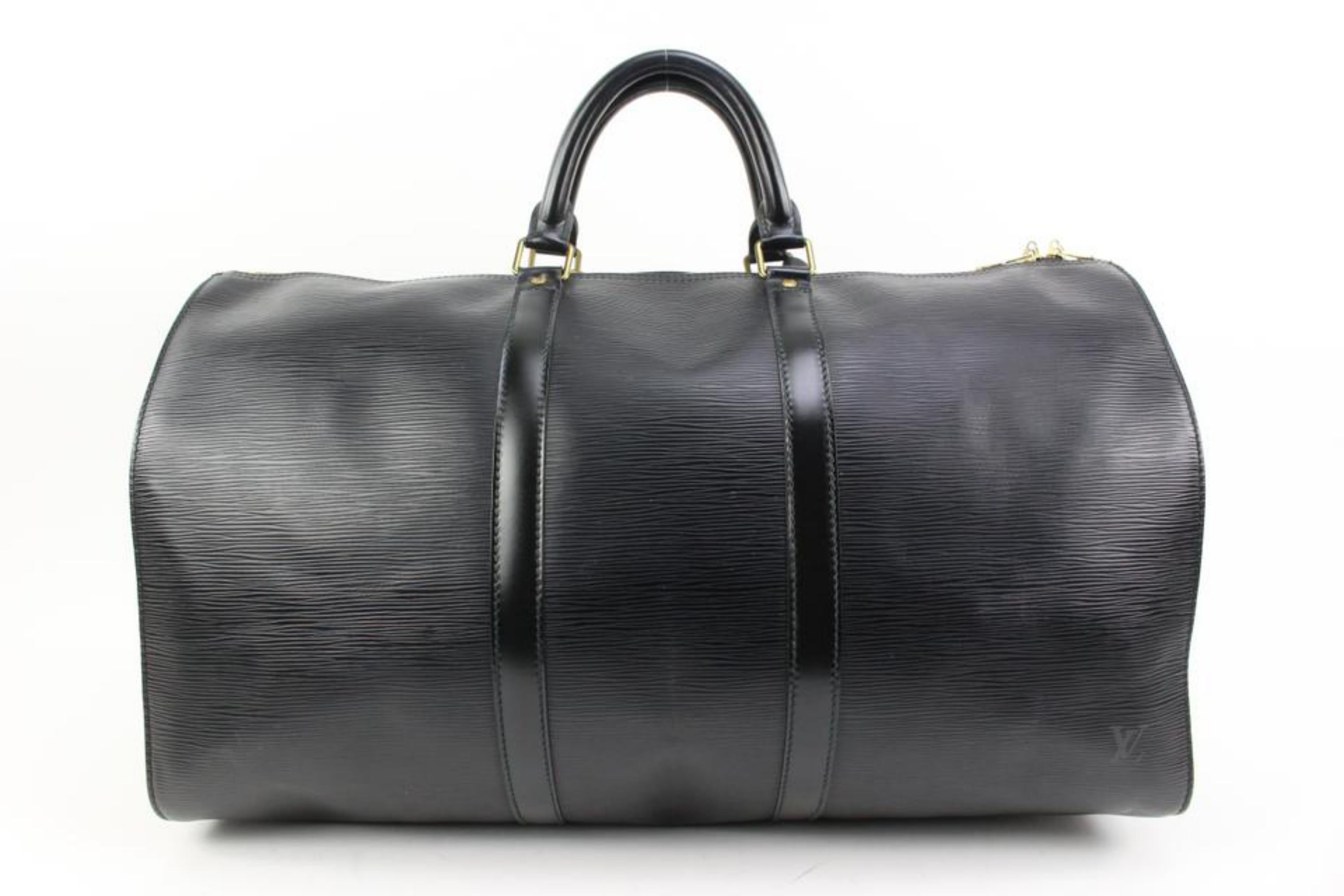 Louis Vuitton Black Epi Leather Noir Keepall 50 Duffle Bag 66lv315s 4