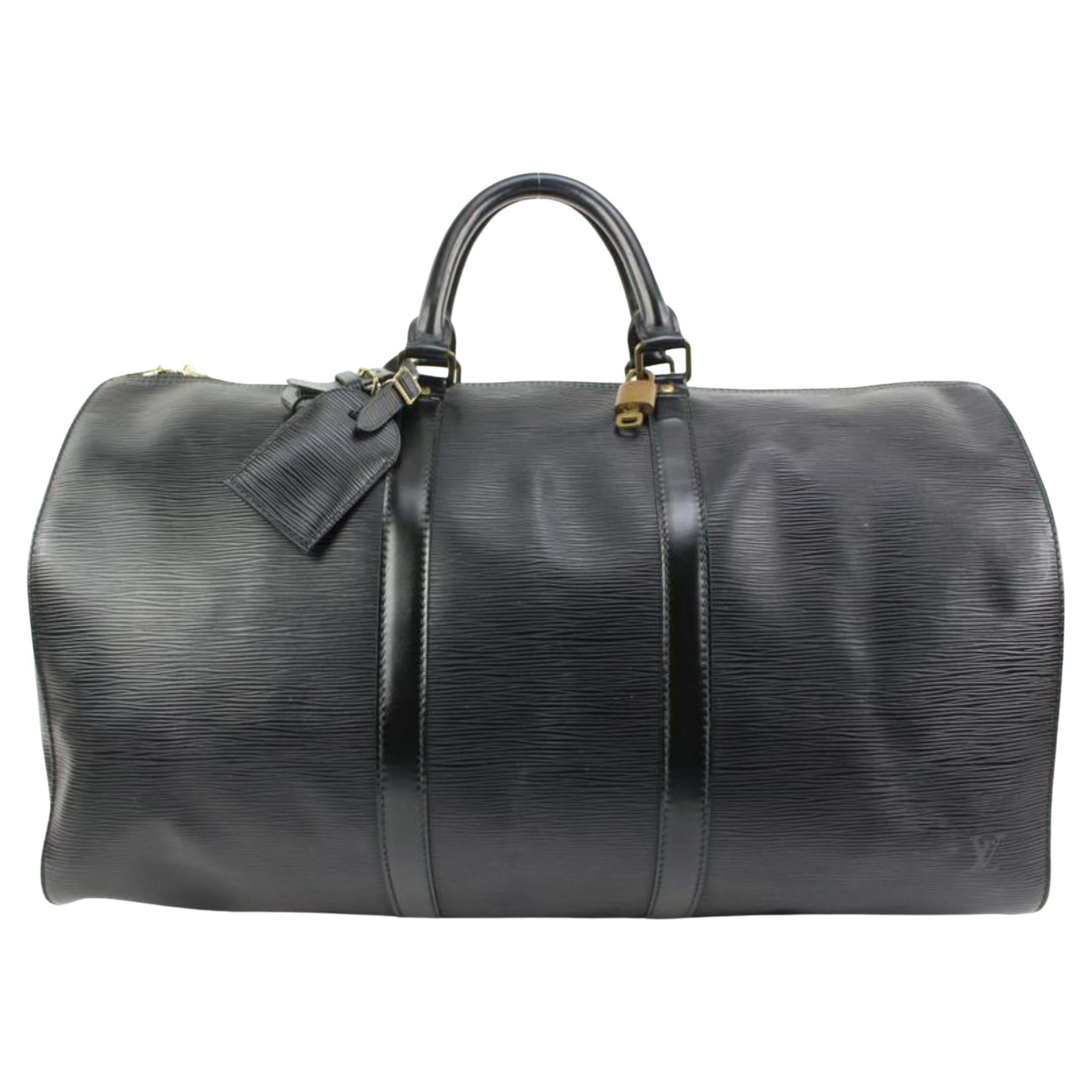 Louis Vuitton Black Epi Leather Noir Keepall 50 Duffle Bag 66lv315s