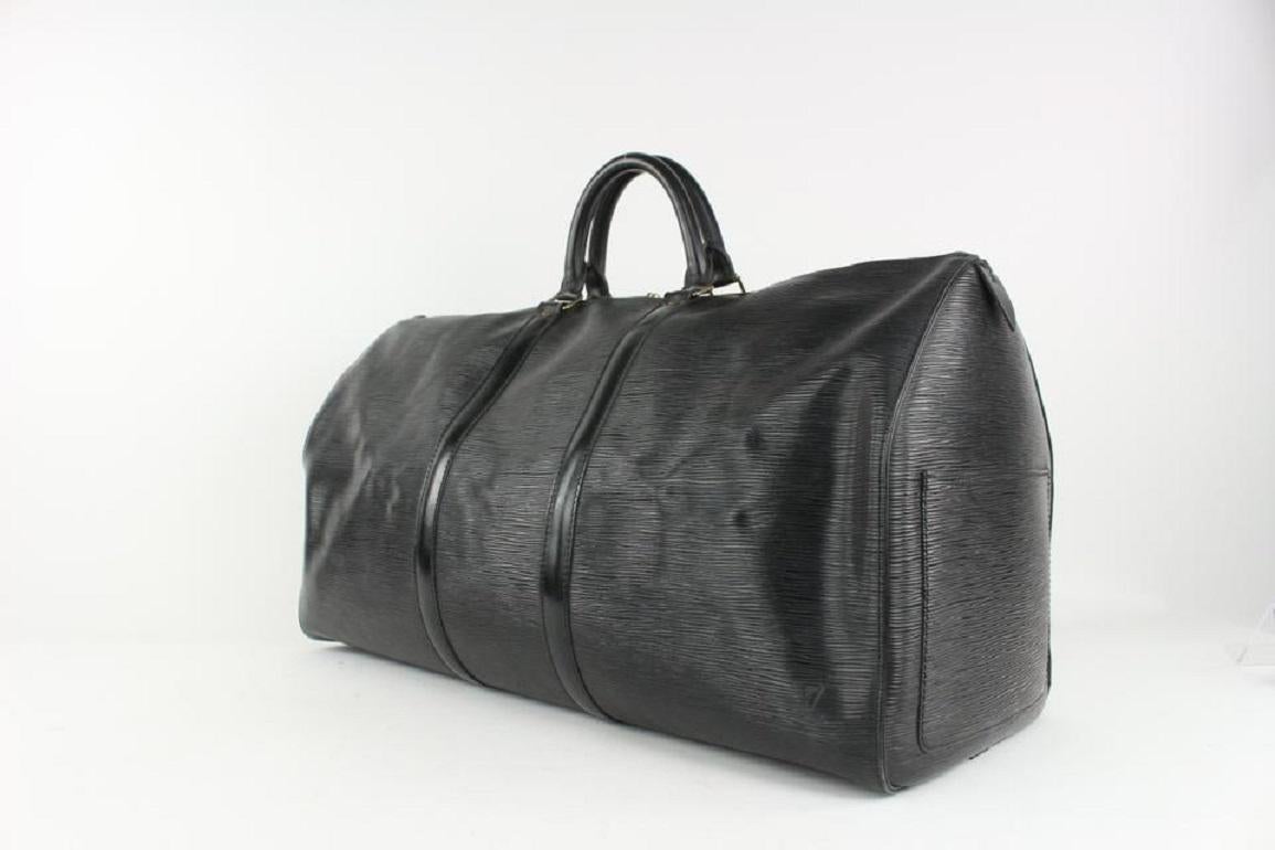 Louis Vuitton Black Epi Leather Noir Keepall 55 Boston Duffle Bag 2LZ1022 


