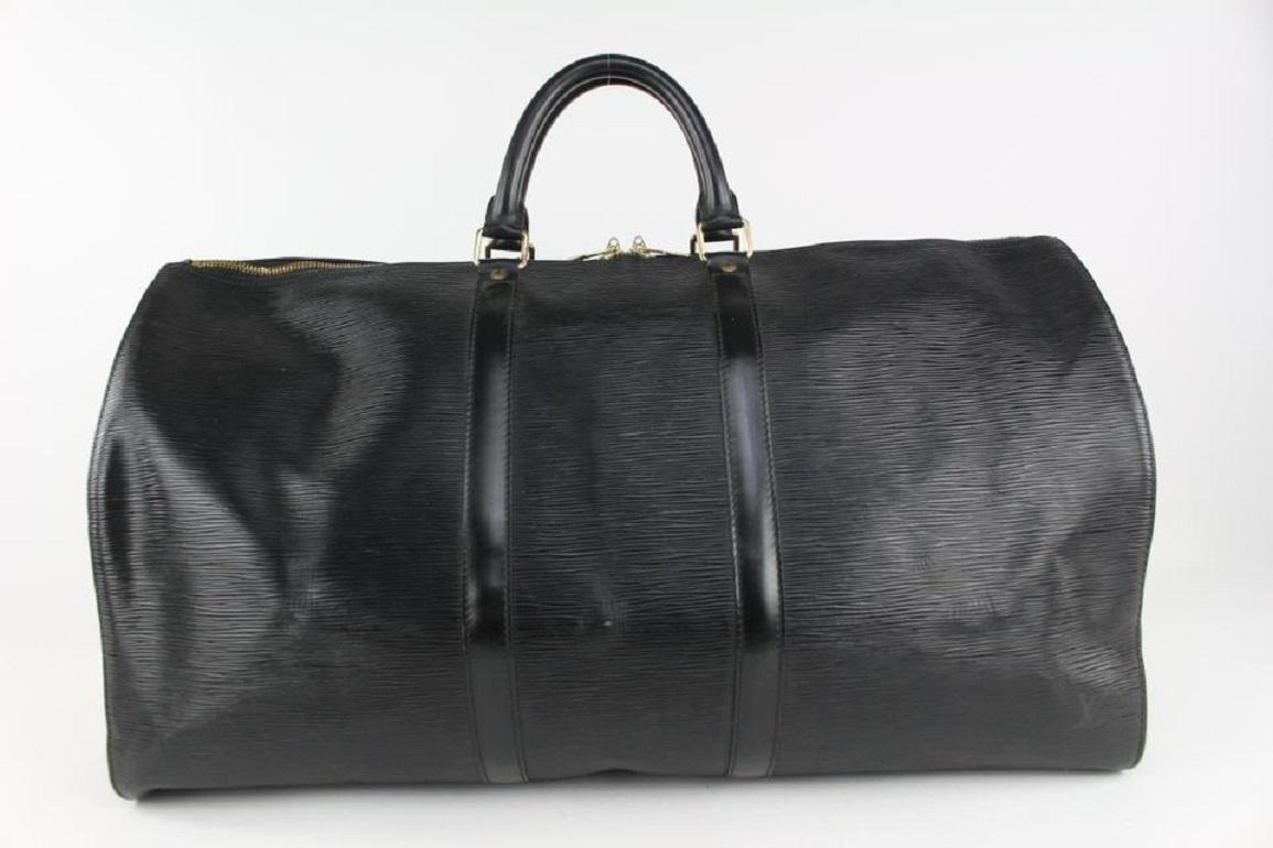 Louis Vuitton Black Epi Leather Noir Keepall 55 Boston Duffle Bag 2LZ1022 1