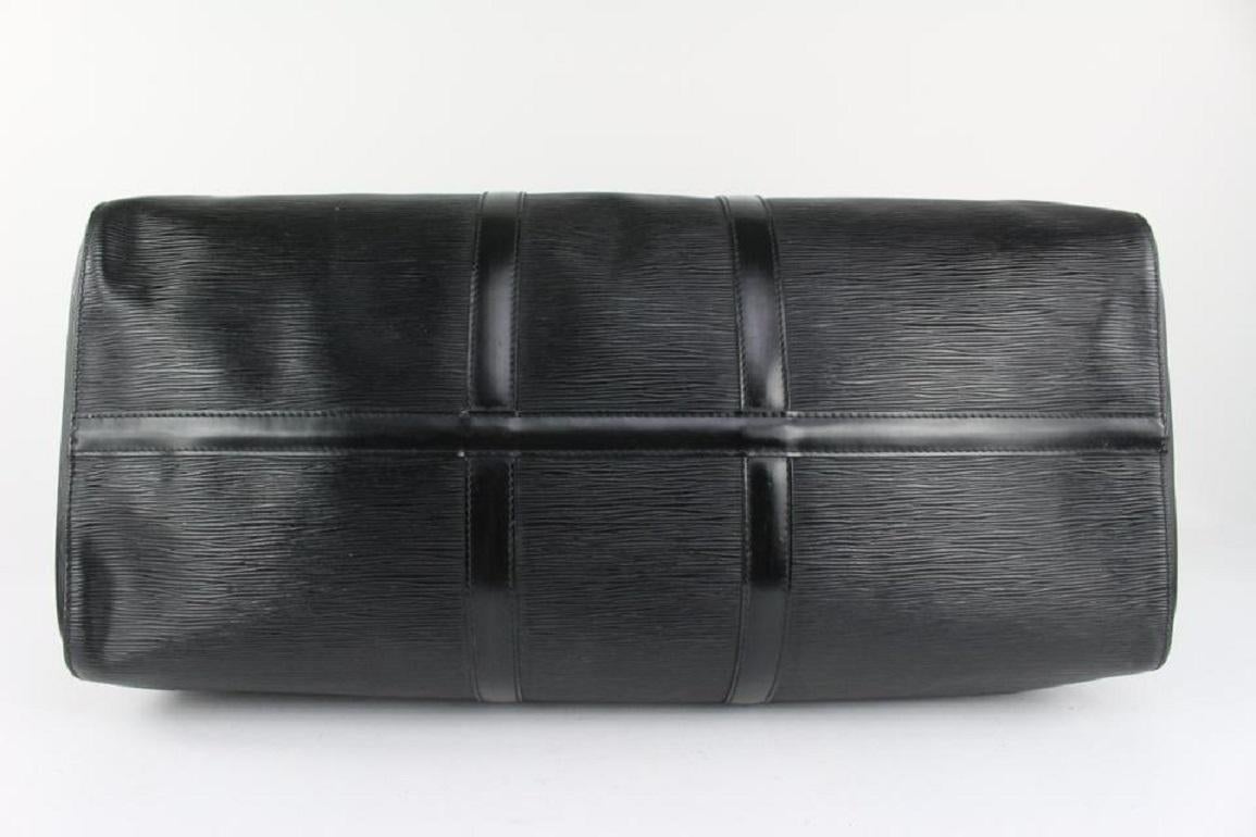 Louis Vuitton Black Epi Leather Noir Keepall 55 Boston Duffle Bag 2LZ1022 2