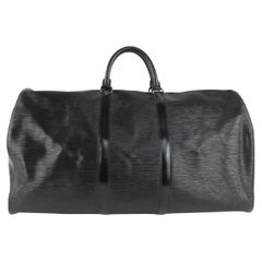 Louis Vuitton Black Epi Leather Noir Keepall 55 Boston Duffle Bag 2LZ1022 